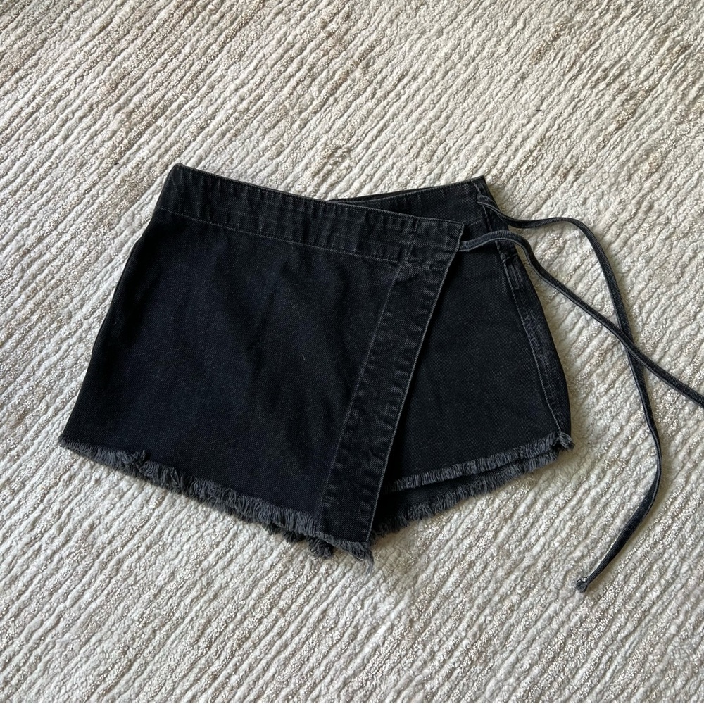 Free People Black Wrap Skort